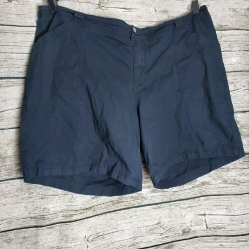 Lane Bryant Sz 24 Black Khaki Shorts 2 Button Closure High Rise Pockets Casual